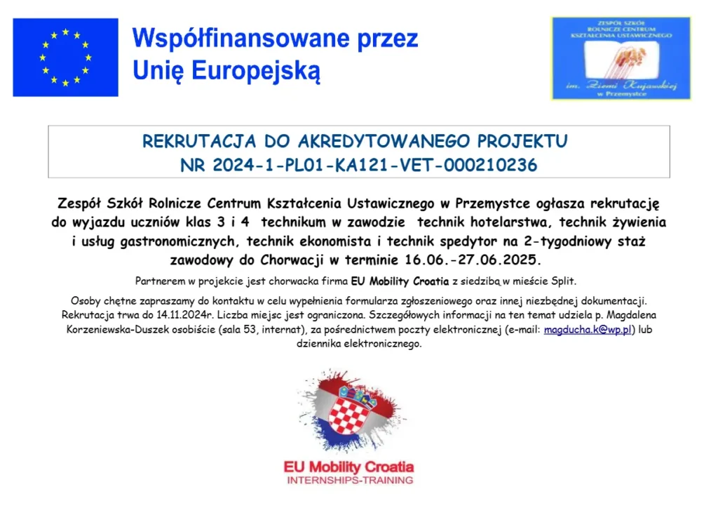 Rekrutacja do projektu Chorwacja 2025